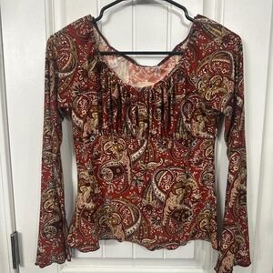 Long sleeve boho western y2k style long sleeve. Soft stretchy material.